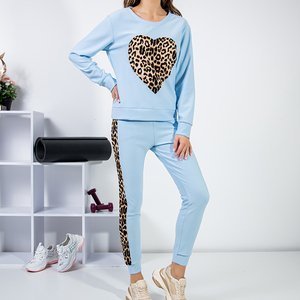 Блакитний жіночий спортивний костюм з леопардовими вставками