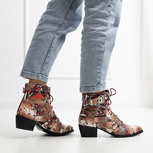 Червоні жіночі ковбойські черевики з анімалістичним принтом Isodal