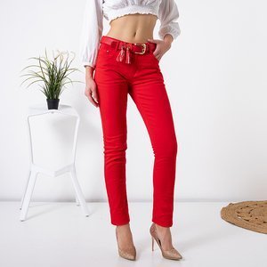 Червоні жіночі штани з ременем