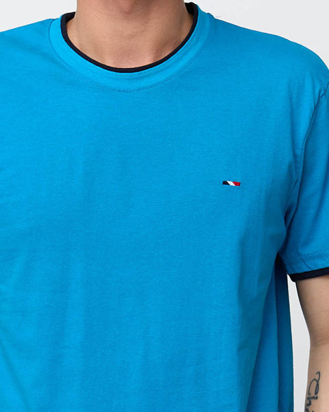 Чоловіча синя бавовняна футболка - Одяг