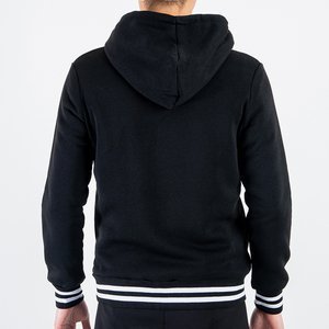 Чоловічий теплий чорний светр з смужками - Одяг