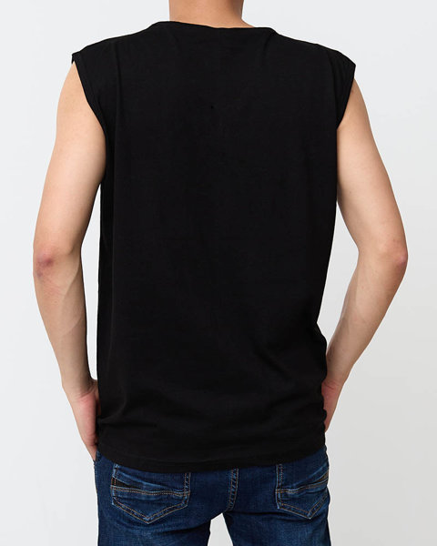 Чорна чоловіча футболка без рукавів з принтом - Одяг