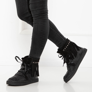Чорні жіночі черевики з бахромою Medisal