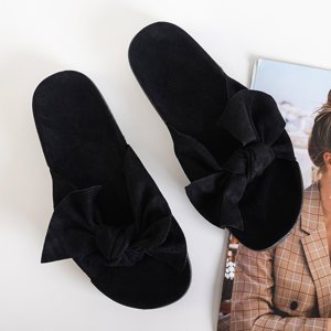 Чорні жіночі еко-замшеві тапочки з бантом Merisa - Взуття