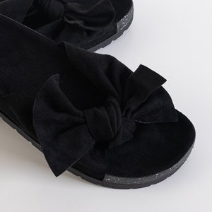 Чорні жіночі еко-замшеві тапочки з бантом Merisa - Взуття