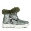 Дитячі сірі чоботи на снігу із зеленим хутром Nicia - Взуття
