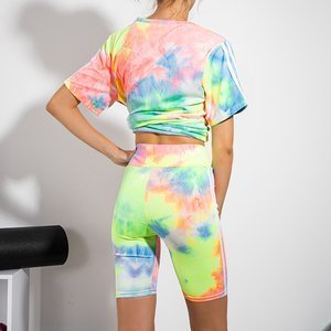 Кольоровий жіночий спортивний комплект в стилі tie dye