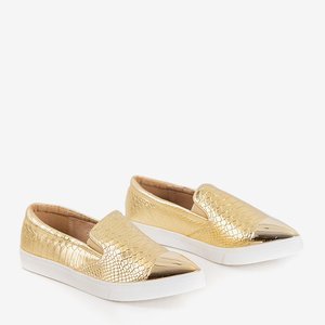 Мокасини золотого кольору з дзеркальним носком Messaderra - Взуття