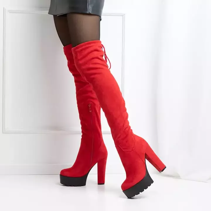 OUTLET Червоні черевики на колінах на високих підборах Numi-Туфлі