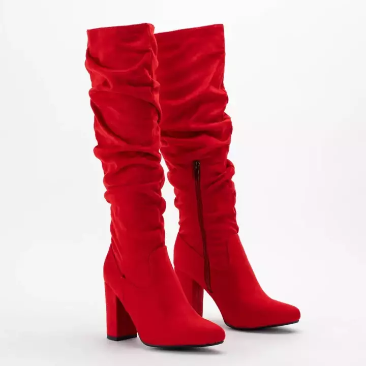 OUTLET Червоні замшеві чоботи на стовпі Grisa - Взуття
