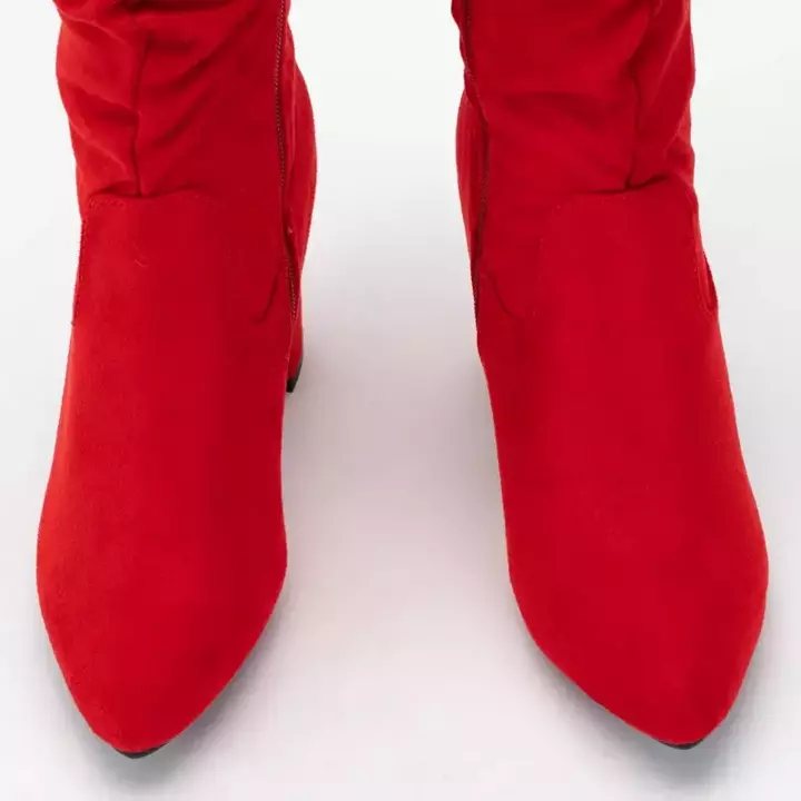OUTLET Червоні замшеві чоботи на стовпі Grisa - Взуття