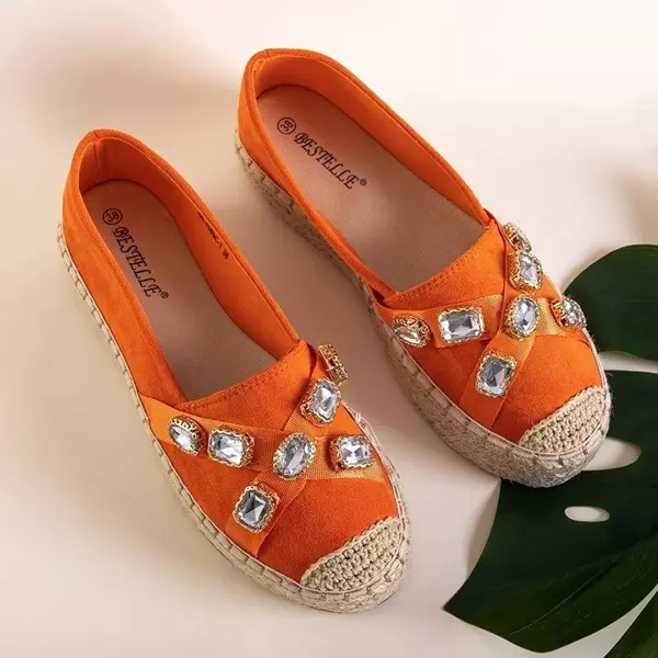 OUTLET Помаранчеві жіночі еспадрільї з кристалами Erilla - Взуття