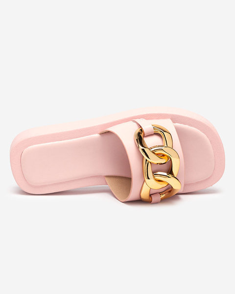 OUTLET Рожеві жіночі тапочки на золотому ланцюжку Reteris - Взуття