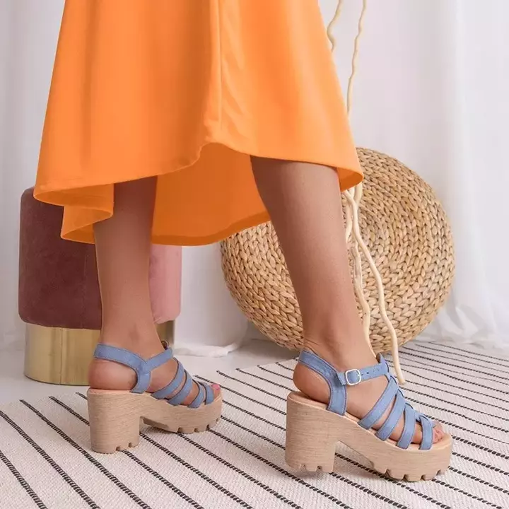 OUTLET Сині жіночі босоніжки на високих підборах Tamianka - Взуття