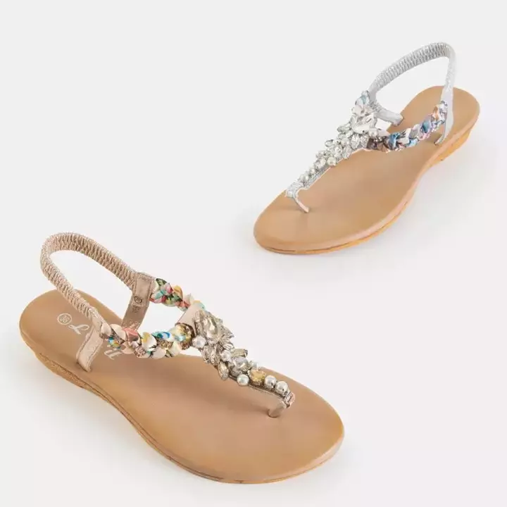 OUTLET Золоті шльопанці з прикрасами Gortenzja - Взуття