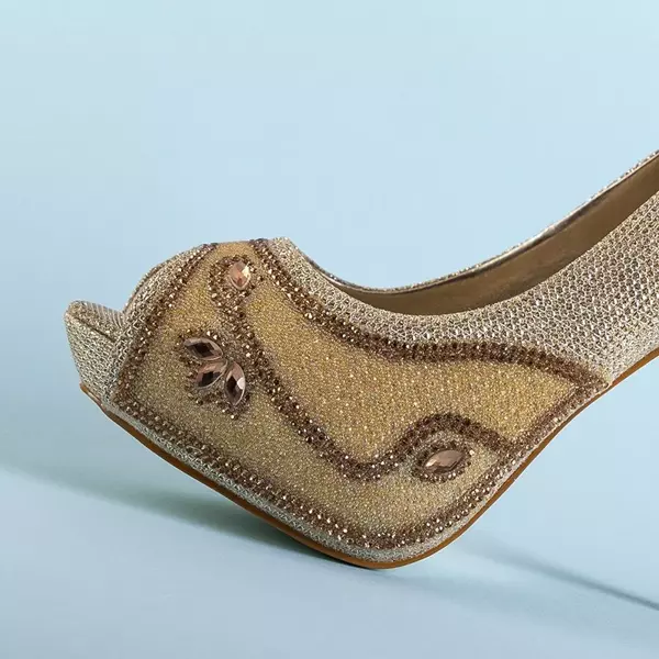 OUTLET Золоті жіночі насоси з прикрасами Maniza - Взуття