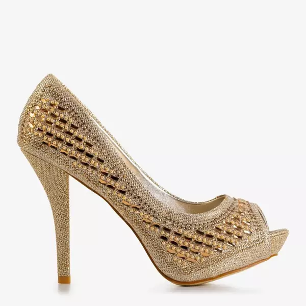 OUTLET Золоті жіночі парчані насоси з фіанітами Montesa - Взуття