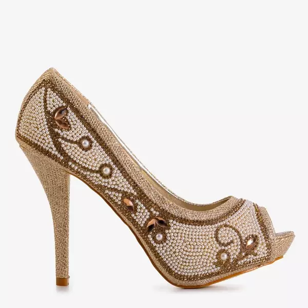 OUTLET Золоті жіночі парчеві насоси з орнаментом Belis - Взуття
