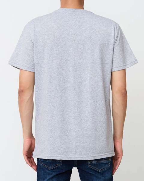 Сіра модна чоловіча футболка з принтом - Одяг