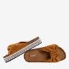 Світло-коричневі жіночі тапочки з бантом Kordesa - Взуття