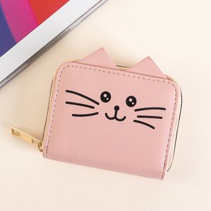 Світло-рожевий гаманець з аплікацією у вигляді кішки