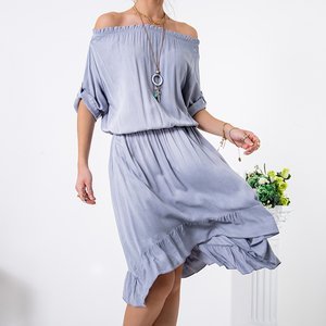 Світло-сіра асиметрична жіноча сукня