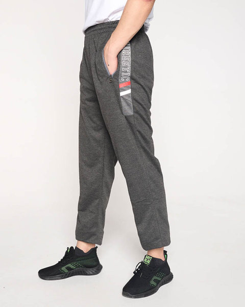 Темно-сірі чоловічі спортивні штани з написами