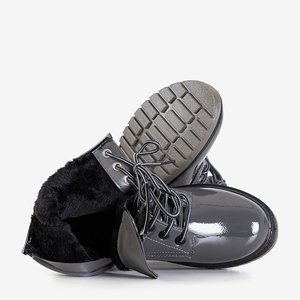 Темно-сірі жіночі лаковані черевики Lesita