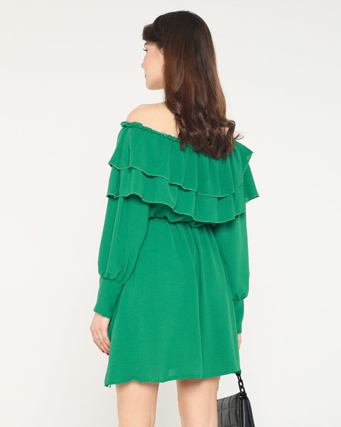 Зелена сукня з оборками