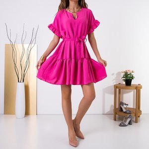 Жіноче міні-плаття фуксія з оборками - Одяг