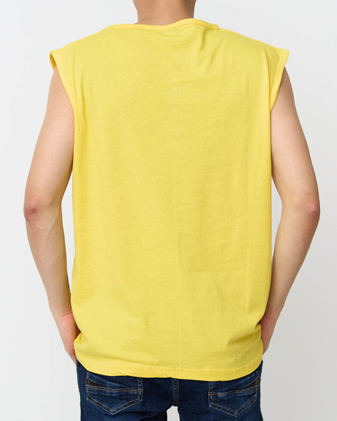 Жовта чоловіча футболка без рукавів з принтом - Одяг