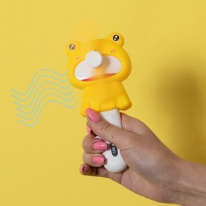 Жовтий дитячий ручний вітрячок у вигляді жабки